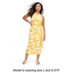 Diane Von Furstenberg DVF for Target halter neck ginkgo yellow dress size medium